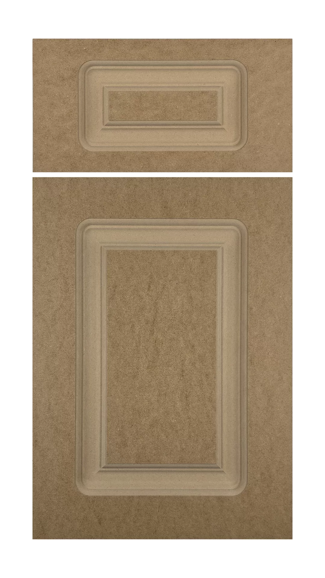 The Cooper cabinet door has a raised panel, deep 3 step u-shaped groove, and round corners.