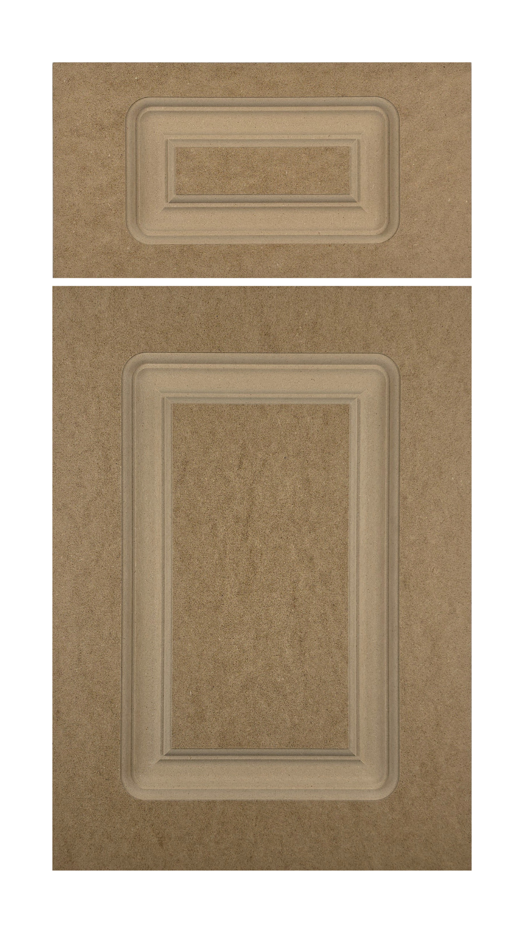 The Cooper cabinet door has a raised panel, deep 3 step u-shaped groove, and round corners.
