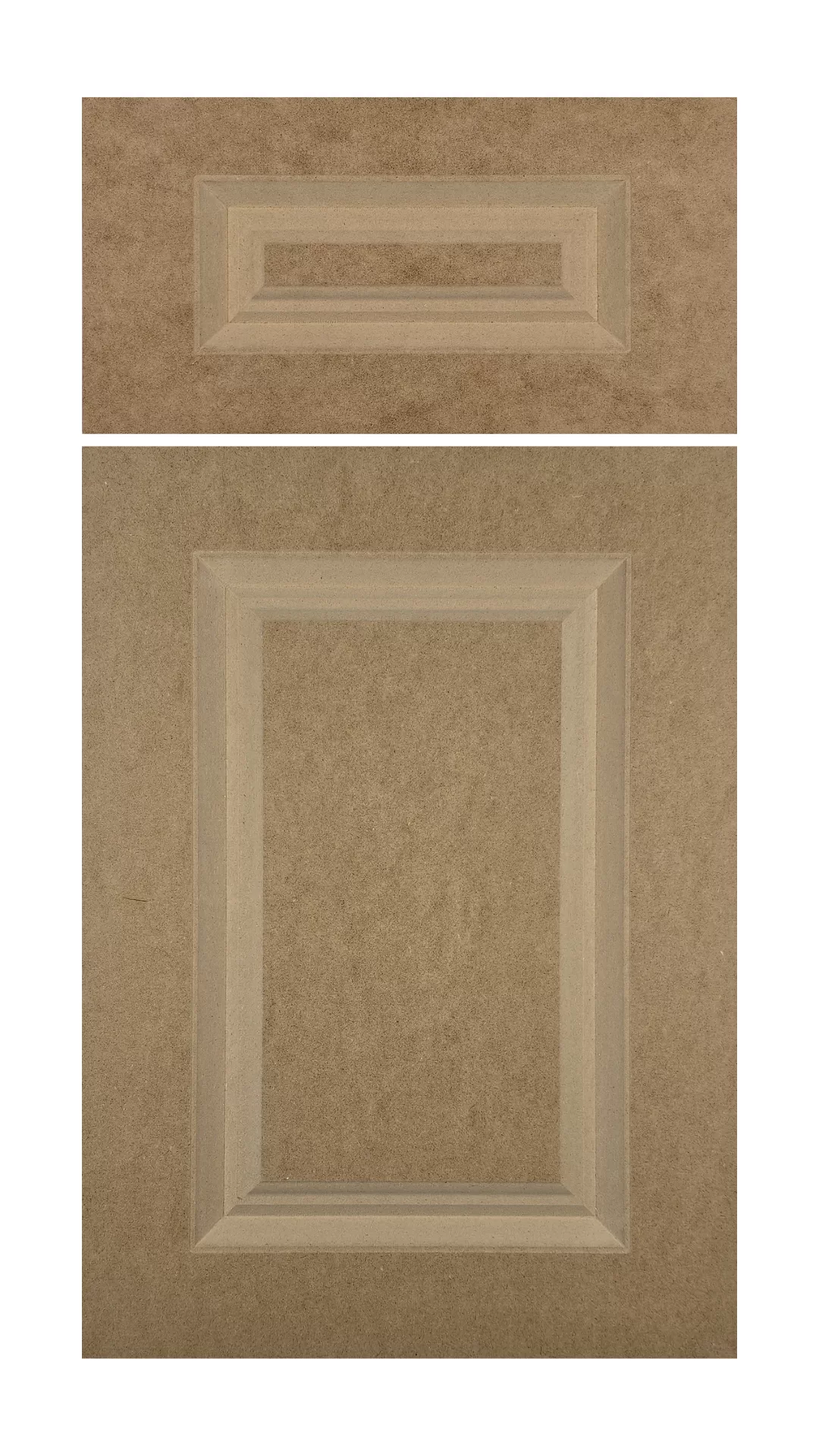 The Faraday cabinet door has a raised panel, shallow 3-step v-shaped groove, and square corners.