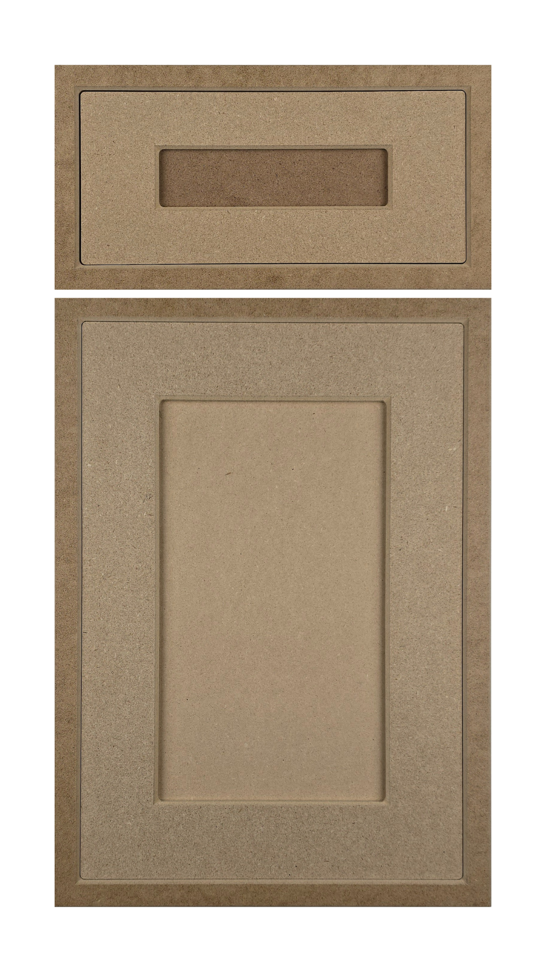 The Henley Shaker cabinet door has a narrow rail with a wide recessed inner rail.