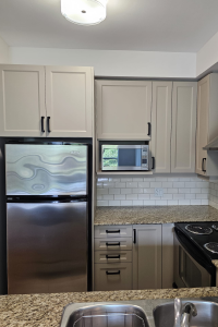 Blue Kitchens Refacing gave TDM's Nouveau Shaker a modern flair with a matte finish in Turmalin.