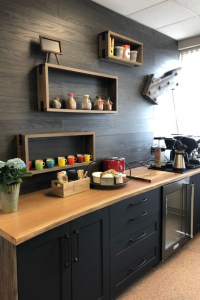 Inca cabinet door fronts in Black Chalkboard create a perfect coffee bar.