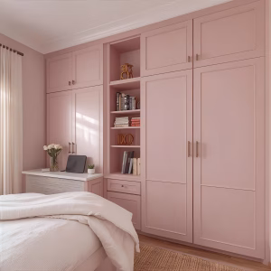 Blush Custom bedroom built-in multy panel doors