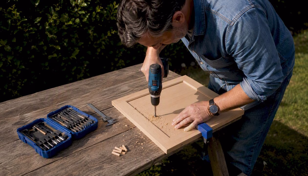 Hardware Hole Drilling for DIY Cabinet Refacing