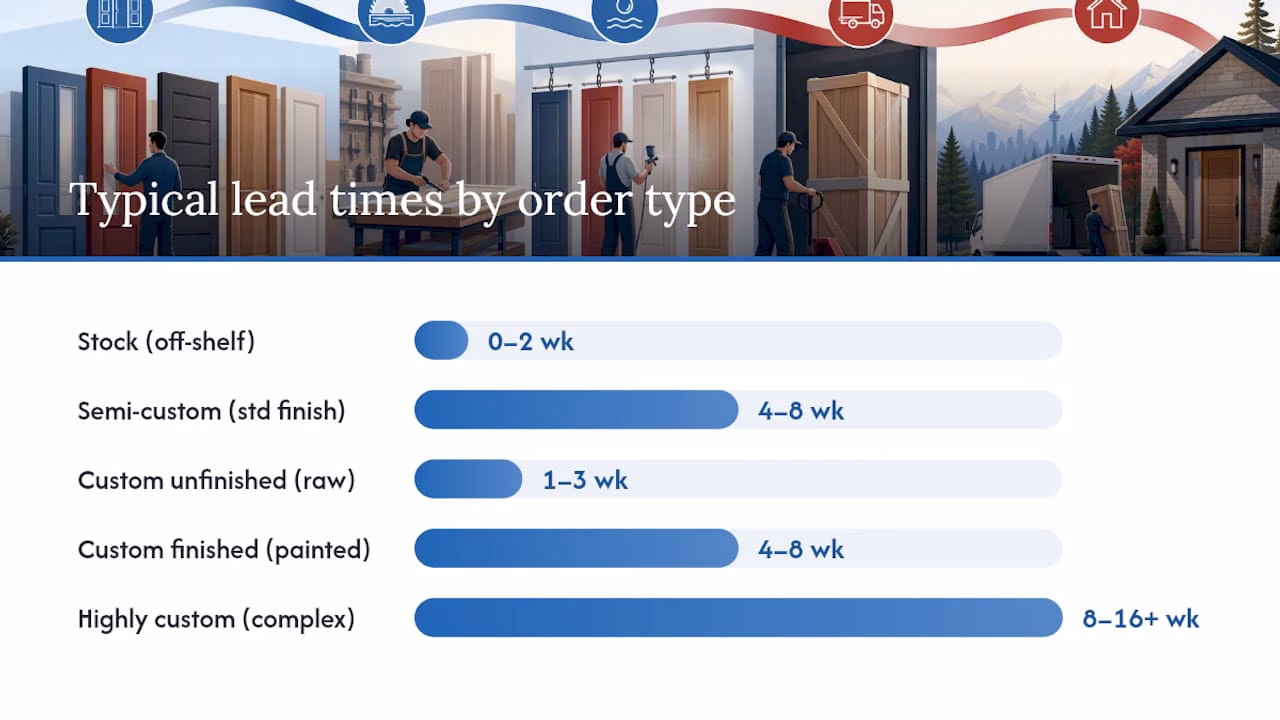 Chart of custom door order types and lead times