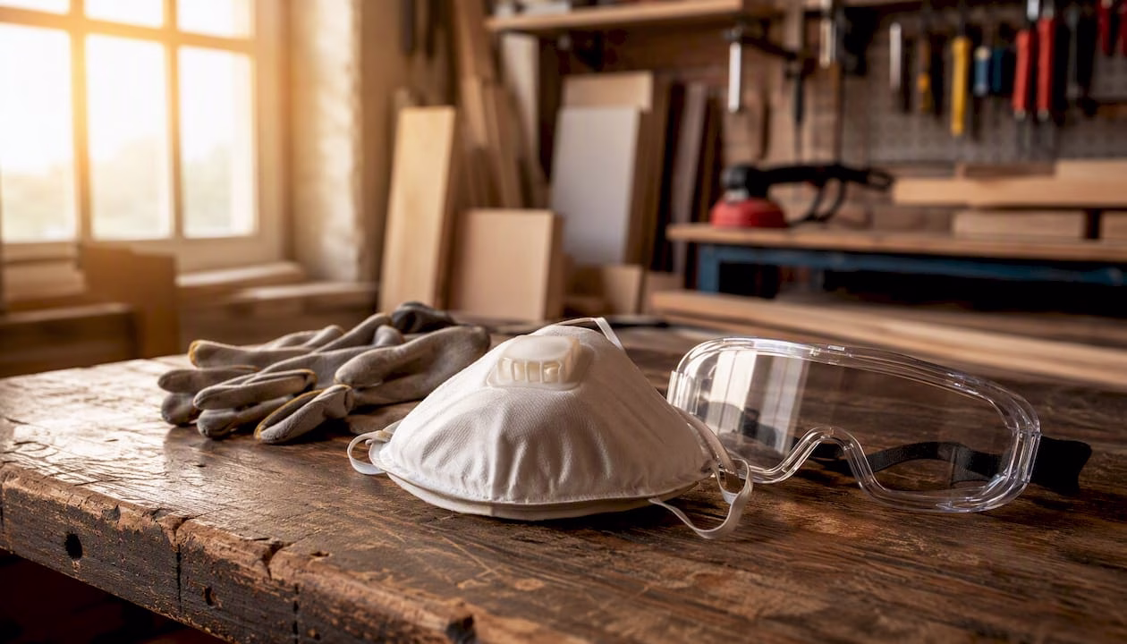 MDF dust safety respirator and goggles