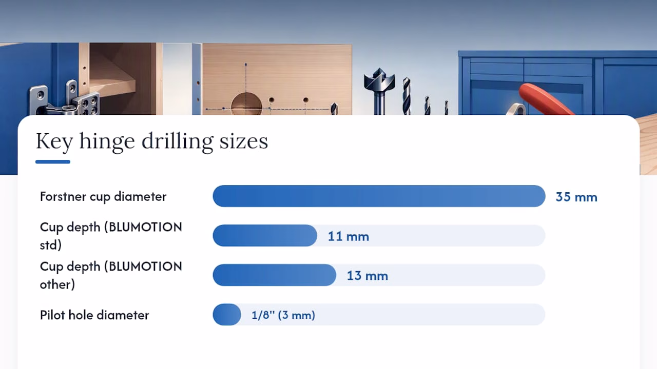 Diagram of the hinge drilling step-by-step process