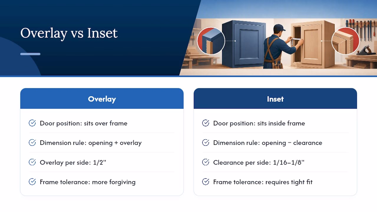 Inset and overlay door measurement comparison
