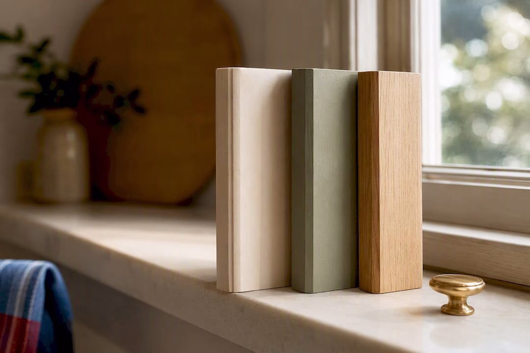 Cottage cabinet material and color samples