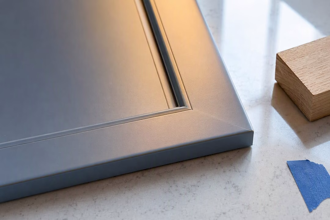Cropped cabinet door sample under lighting
